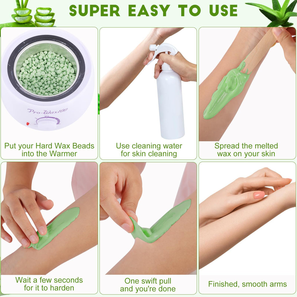PURPLESKY Wax, 1.5lbs Coarse Hard Wax for Hair Removal, Green Brazilian Waxing for Body and Face, Suitable for Leg, Chest, Back with Wax Sticks