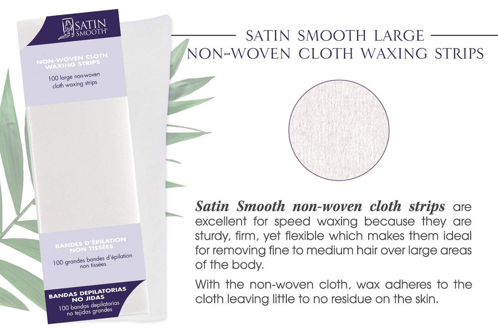 Satin Smooth Non-Woven Cloth Waxing Strips, Large, 100 ct x 1 pack