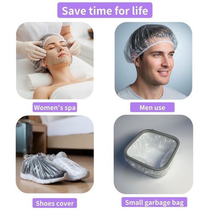 Skiennix Disposable Shower Caps - Extra Large Waterproof Hair Cap for Women | 100PCS, 22 Inch