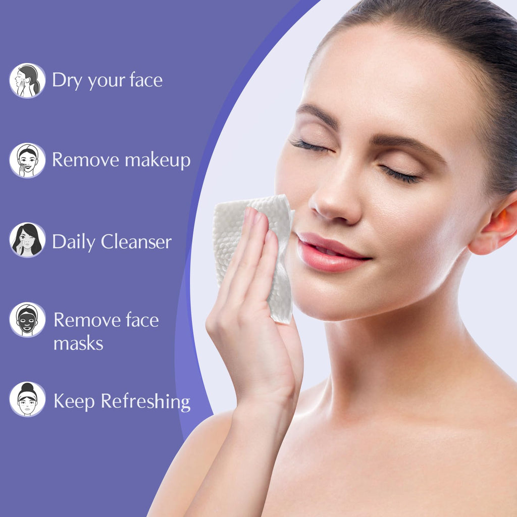 3Pack Disposabel Face Cloths for Washing,Thicker Disposable Face Towel Soft Dry Wipe Facial Tissue Soft Cotton Cloths Towelettes for Cleaning Office Travel Makeup Remove