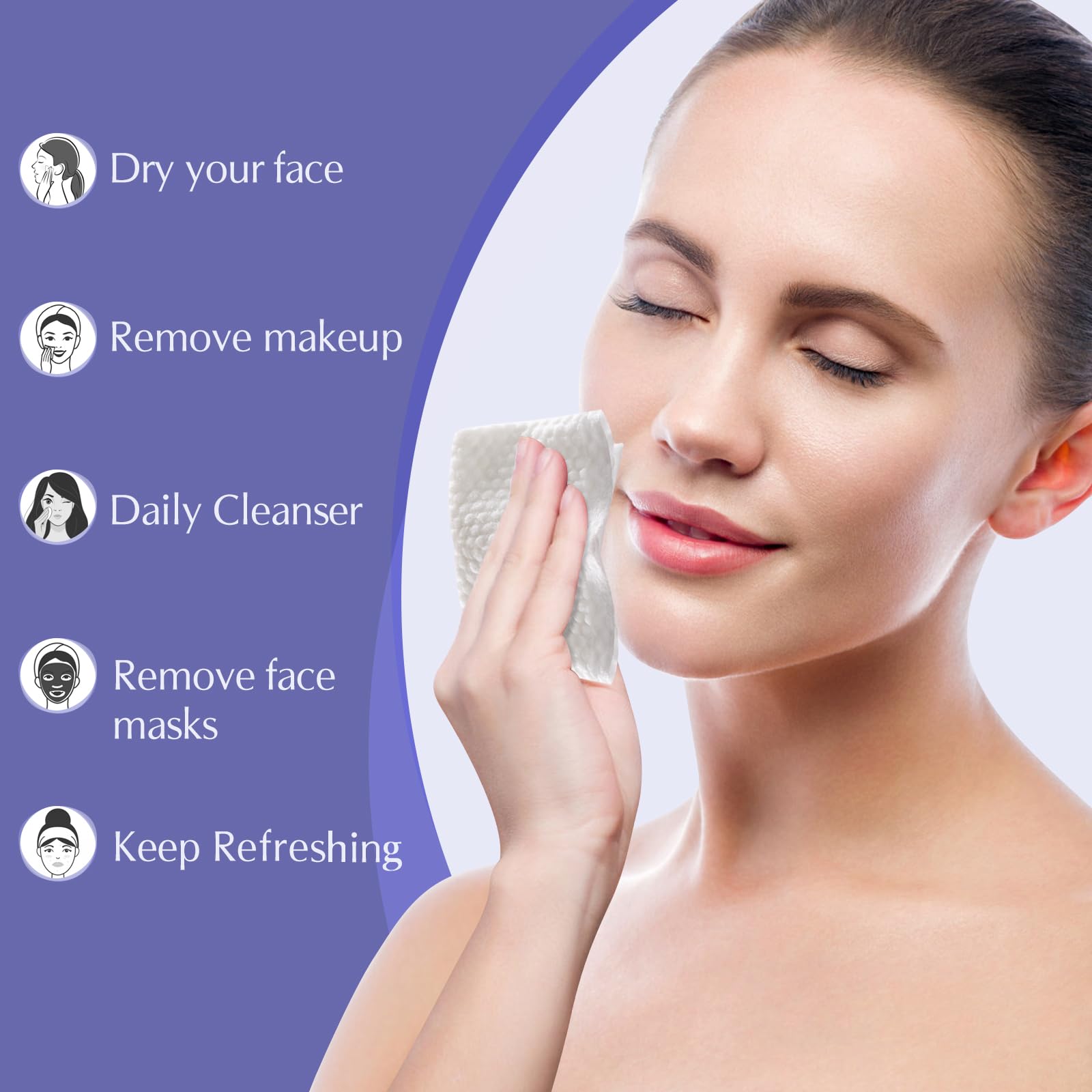 3Pack Disposabel Face Cloths for Washing,Thicker Disposable Face Towel Soft Dry Wipe Facial Tissue Soft Cotton Cloths Towelettes for Cleaning Office Travel Makeup Remove