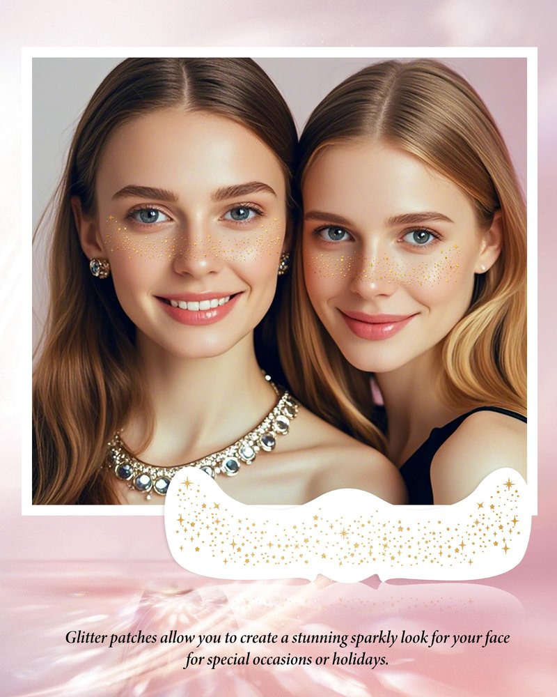 XICZH Glitter Freckles, Gold Temporary Face Tattoos Stickers, Body Face Glitter for Women Girls, Country Concerts Singer Festival Rave Accessories (Gold - 10 pcs)