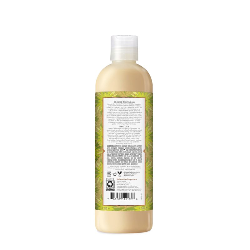 Nubian Heritage Body Wash Indian Hemp & Haitian Vetiver Cleanser for All Skin Types Made with Fair Trade Shea Butter, 13 oz