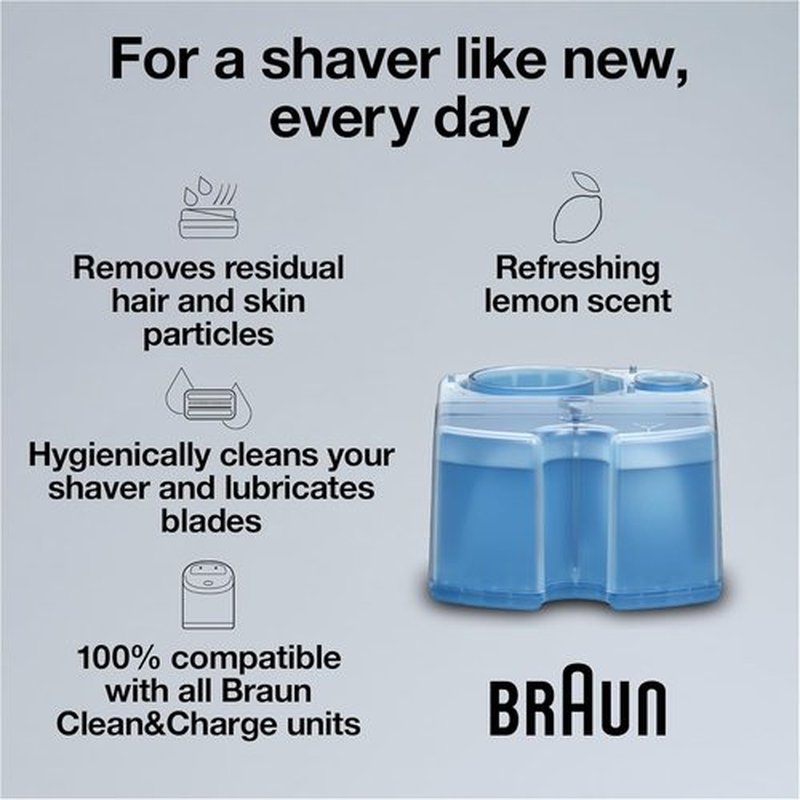 Braun Clean & Renew Refill Cartridges - Replacement Shaver Cleaner Liquid Solution | Pack of 4