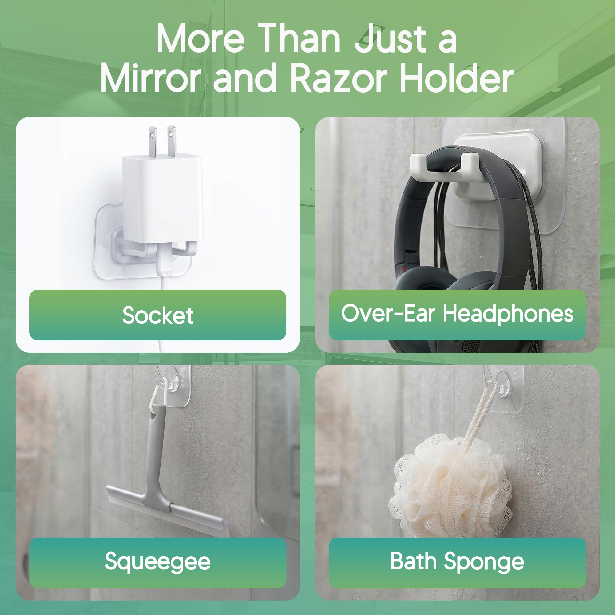 Hook Lab Shower Mirror with Razor Holder, Fog-Resistant, 7.8" x 5.9"