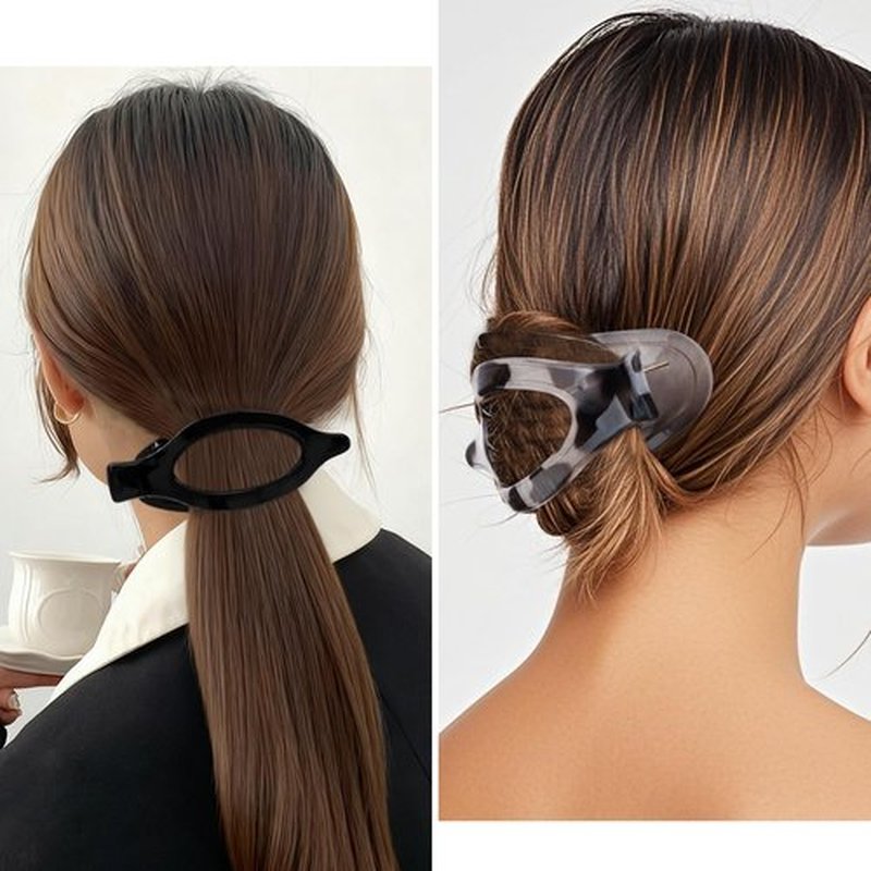 Atoden Flat Hair Clips Duckbill Large Claw Clips for Thick Medium Thin Hair 4Pcs Non Slip French Barrettes Alligator Accessories for Women Girls Leopard Black