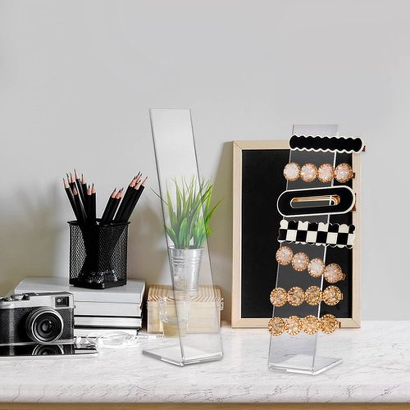 Suwimut 15 Pieces Acrylic Hair Clip Display Stand, Clear L-Shaped Hairpin Barrette Stand Holders, Tabletop Hair Clip Organizer Storage Rack for Hair Bow, Headbands, Hair Ties, Teen Girls, Women