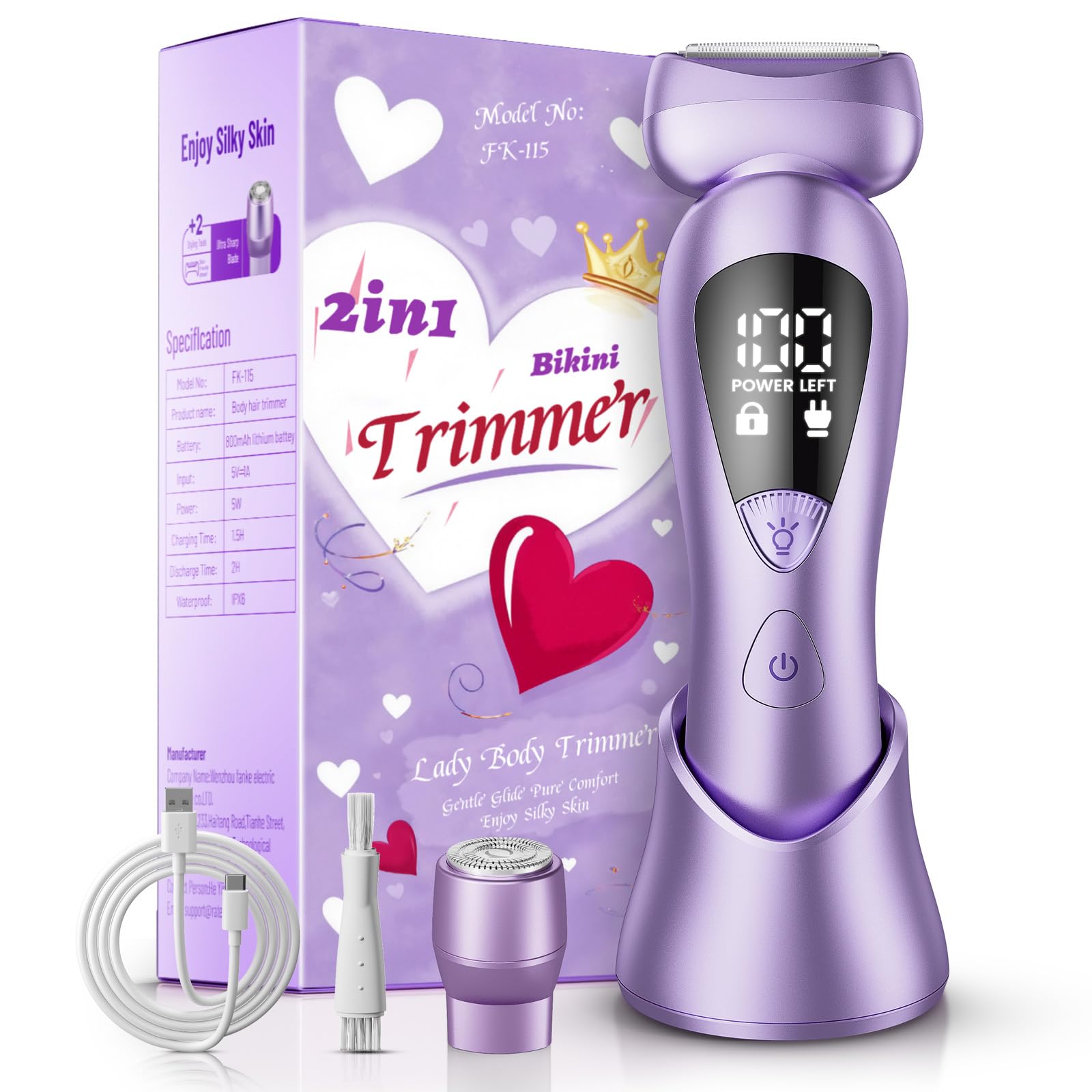 rategist Cordless Electric Razors for Women: Rechargeable Painless Bikini Trimmer for Body Hair - 𝐈𝐏𝐗𝟕 𝐖𝐚𝐭𝐞𝐫𝐩𝐫𝐨𝐨𝐟 Shaver with 𝐋𝐄𝐃 𝐃𝐢𝐬𝐩𝐥𝐚𝐲 for Face/Underarm/Leg Deep Purple