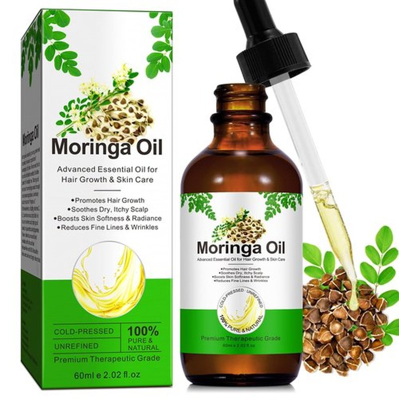 Acorn + Oak Premium Organic Moringa Oil Cold-Pressed,Unrefined Moringa Oil for Hair Skin & Body Lightweight Face Oil, Natural Moisturizer in Glass Bottle 2 fl oz
