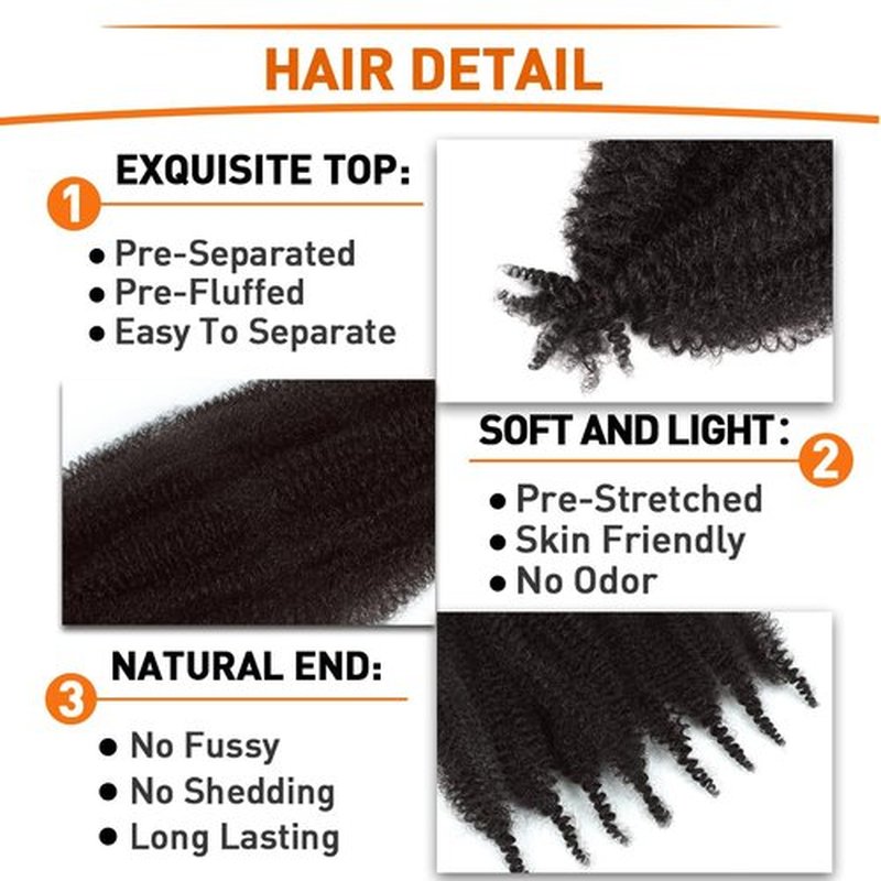 Springy Afro Twist Hair 12 Inch 3 Packs Pre Fluffed Marley Twist Braiding Hair for Black Women (12 inch, 4#)
