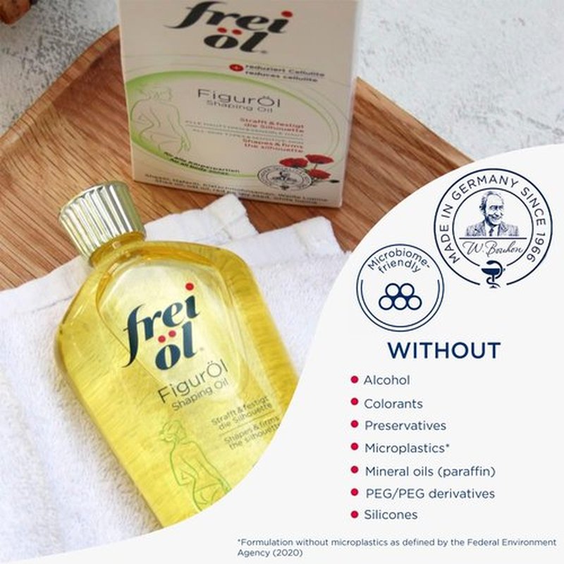Frei Öl Shaping Oil - Cellulite Reduction Body Oil - Smooths & Firms Problem Areas - Vegan - 125 ml / 4.23 Fl Oz