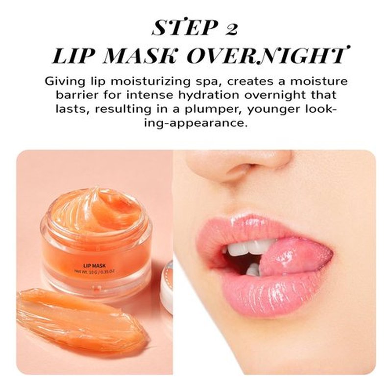 ANAI RUI Lip Scrub & Mask Set, Lip Scrubber Exfoliator, Lip Sugar Scrub, Lip Sleeping Mask, Moisturizering for Dry, Chapped, Dark Lips, Overnight Lip Mask, Peach