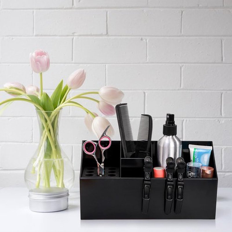 Hedume Hair Scissors Large Storage Box, Hair Salon Supplies Accessories Tool Station Desk Organizer Case, Salon Shear Holder, Professional Hairdressing Combs, Clips, Brushes Storage Racks Tool Box