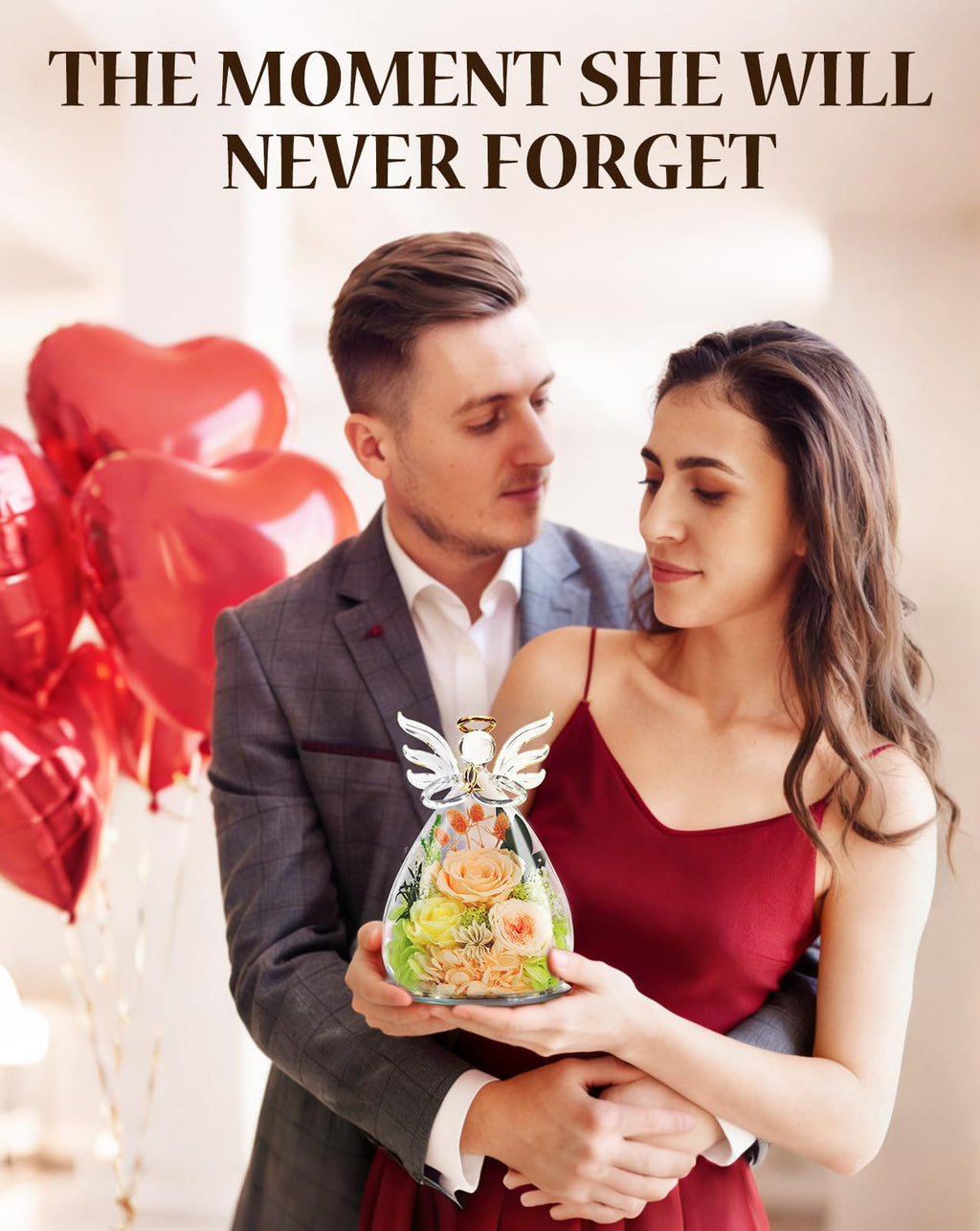 homeasy Mothers Day Roses Gifts for Women Mom, Preserved Flowers Rose in Glass Angel Figurines, Forever Fresh Flowers for Delivery Gift Box with 3D Card for Grandma Wife Her