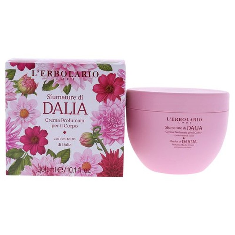 L'Erbolario Body Cream - Moisturizing Body Butter - Floral Citrus Scent Skin Care with Dahlia Extract and Olive Butter - Shades of Dahlia - 10.1 oz