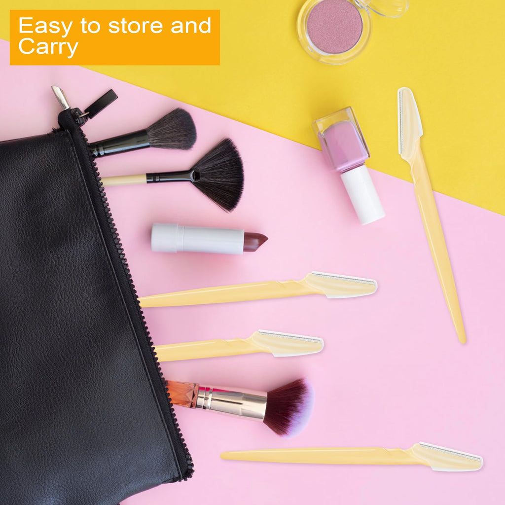 HFATMOS 12 Pcs Eyebrow Razors, Face Razors Multipurpose, Exfoliating Dermaplaning Tools, Eyebrow Trimmers Shaver with Protective Cover, Facial Hair Removal for Women Men Body Use (Yellow)