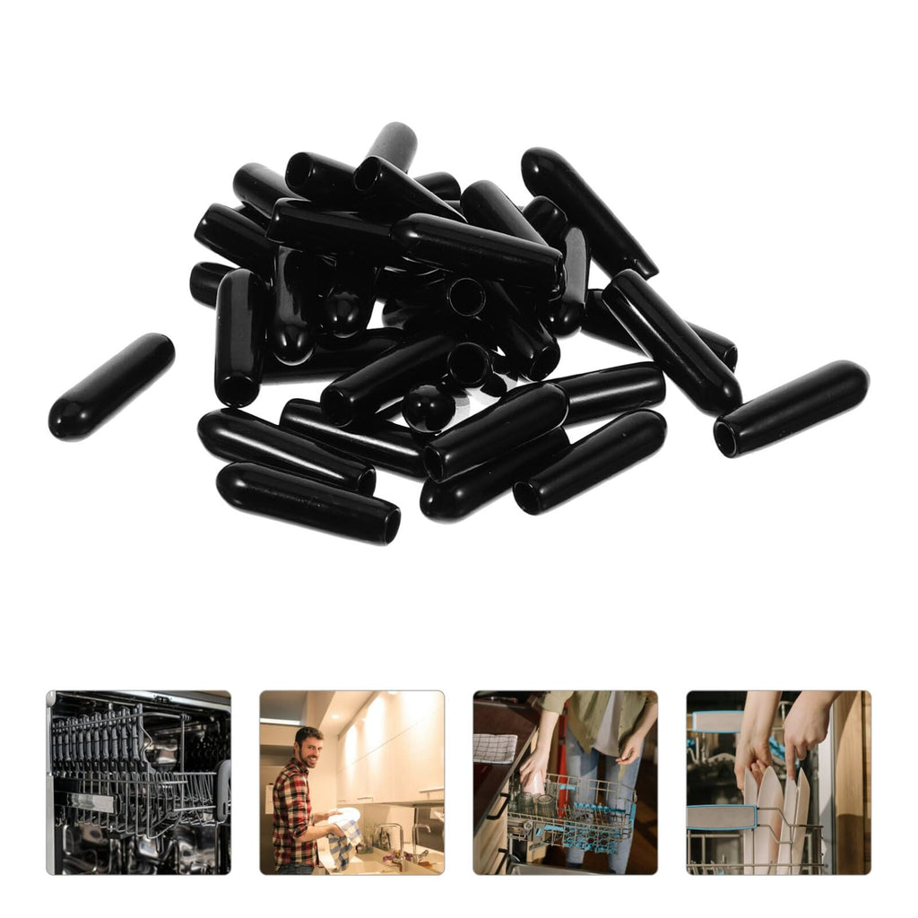 Uonlytech Dishwasher Rack Tip Protectors 200 Pcs Black Prong End Caps for Repair Coating Covers Easy to Install Durable Dishwasher Rack End Caps