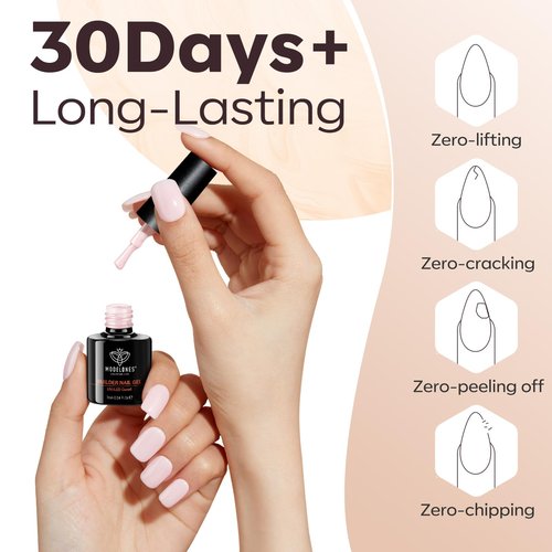 modelones Builder Nail Gel Polish Set, Base Colors Jelly Nude Pink Hard Strengthener Rubber Gel Polish 8-in-One Extension LED Nail Lamp Cured 6 Colors