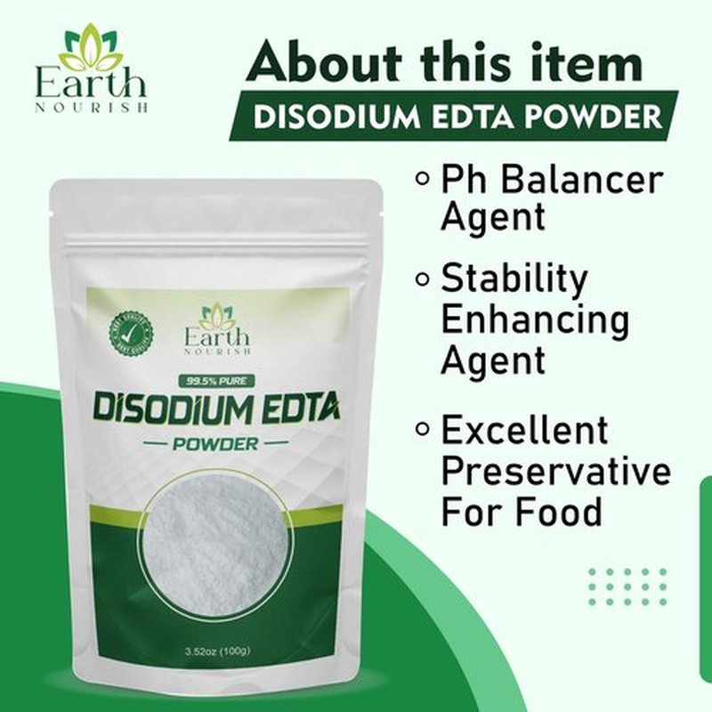 Earth Nourish Disodium EDTA - 3.52 Oz / 100g | Pure Cosmetic Grade Raw Material White Crystalline Powder for DIY Body Soaps, Hair Shampoo & Conditioner, Facewashes Foam Builder & Cleanser