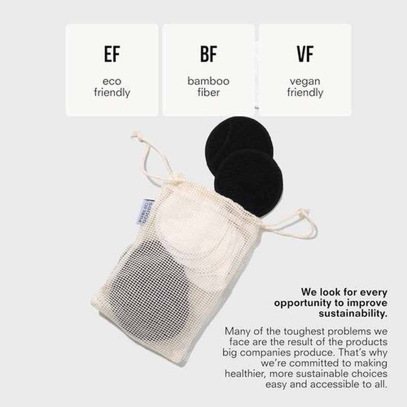 Public Goods Reusable Bamboo Cleansing Rounds - 14 Makeup Remover Pads with Cotton Mesh Bag | Eco-Friendly, Gentle & Machine Washable Skincare Essential