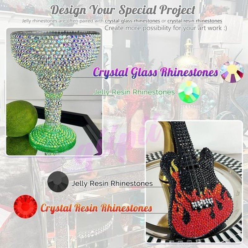 qiipii 16000PCS 3mm 4mm 5mm Transparent Resin Rhinestones for Crafting SS10 SS16 SS20 Flatback Clear Jelly Stones Bulk Diamonds Gems Charms for Nails Face Eyes Makeup Tumblers Bottles Crafts Clothes