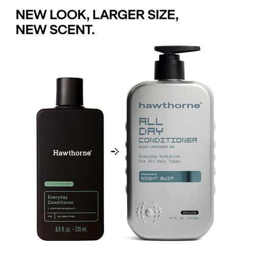 Hawthorne All Day Men's Conditioner. Sulfate Free, Paraben Free Conditioner With Argan Oil & Coconut Oil. For Stronger, Healthier Hair. Night Swim Cologne Scent. 16 fl. oz. 2-Pack.