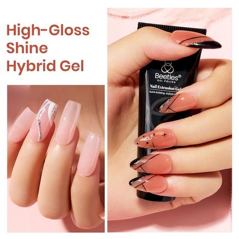 Beetles Poly Nail Gel Kit - 6 Colors Jelly Nude Extension Kit with Slip Solution Builder Nail Enhancement for Beginner & Professional Long Lasting DIY Home Gift for Women, UV & LED Needed