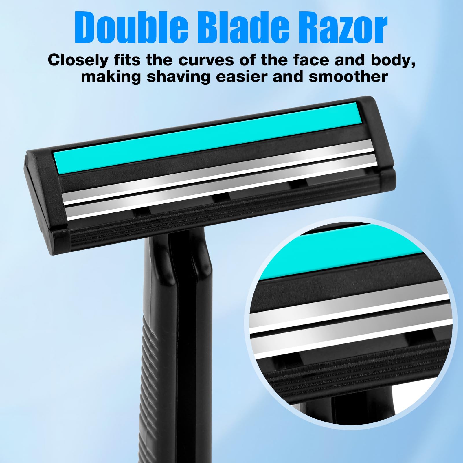 MAGDIY Disposable Razors Bulk for Men 100 Pack, Homeless Supplies Bulk, Twin Blade Mens Safety Travel Supply Shaving Razor, Face Beard Body Shavers for Hotel Camping Bathing (Black)