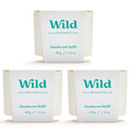 Wild Aluminum Free Deodorant - Fresh Cotton & Sea Salt Refill Trio - 98% Natural Ingredients | Vegan, Eco-Friendly Protection