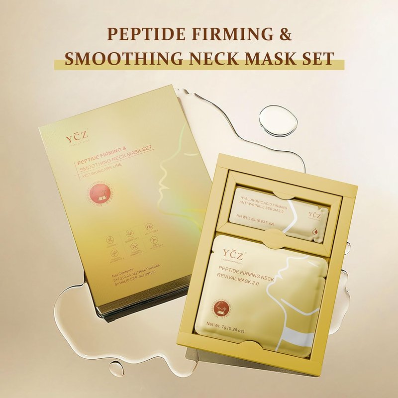 Ycz Firming Neck Mask - Deep Hydration & Collagen Anti-Wrinkle Patches with 8 Peptides & Botanicals