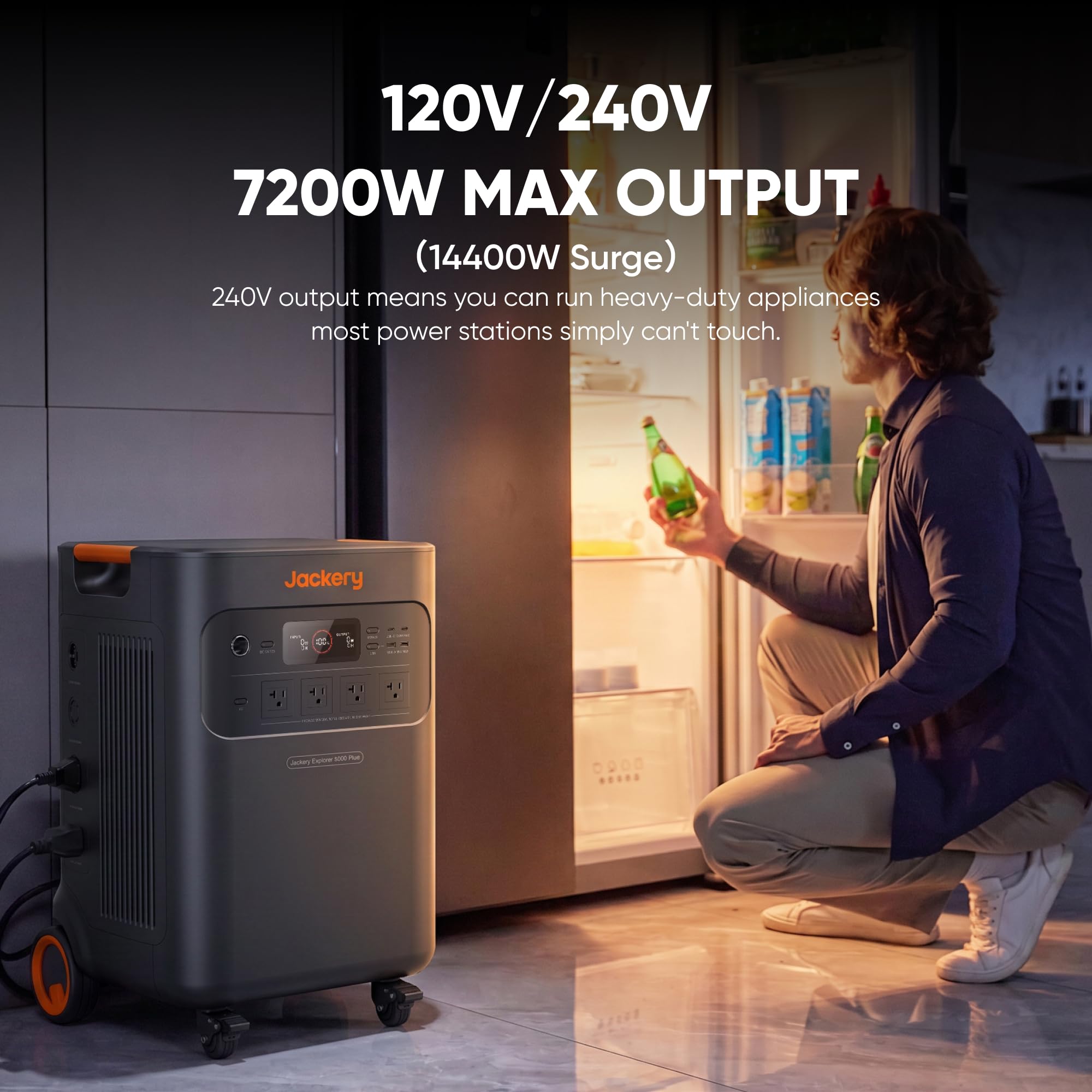 Jackery Solar Generator 5000 Plus with 500W(85Wx6) Solar Panels, 5040Wh LiFePO4 Battery Power Station, 120V/240V 7200W AC Output, Portable Generator for Home Battery Backup, Power Outages