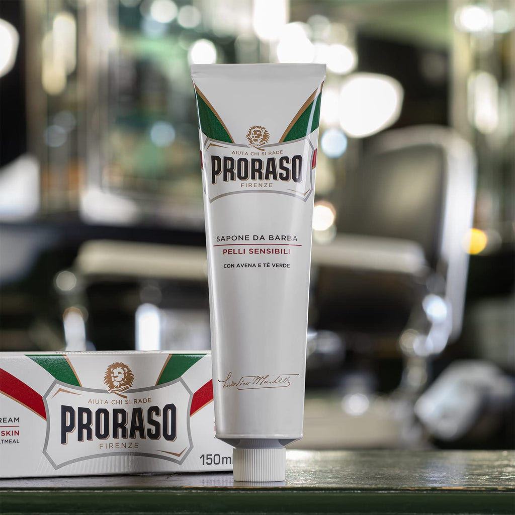 Proraso Shaving Cream - Oatmeal & Green Tea - Nourishing & Gentle Formula Shave Cream for Sensitive Skin - Premium Italian Shaving for Men - 5.2oz,(Pack of 2)
