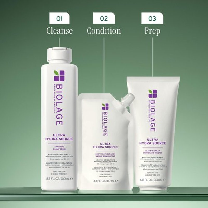 Biolage Ultra Hydra Source Deep Treatment Mask - Intense Hydration, For Very Dry, Thick, Coarse Hair, Infused with Micro-dosed with Cupuaçu Butter & Salicylic Acid, Vegan & Paraben-Free, 16.9 Fl Oz