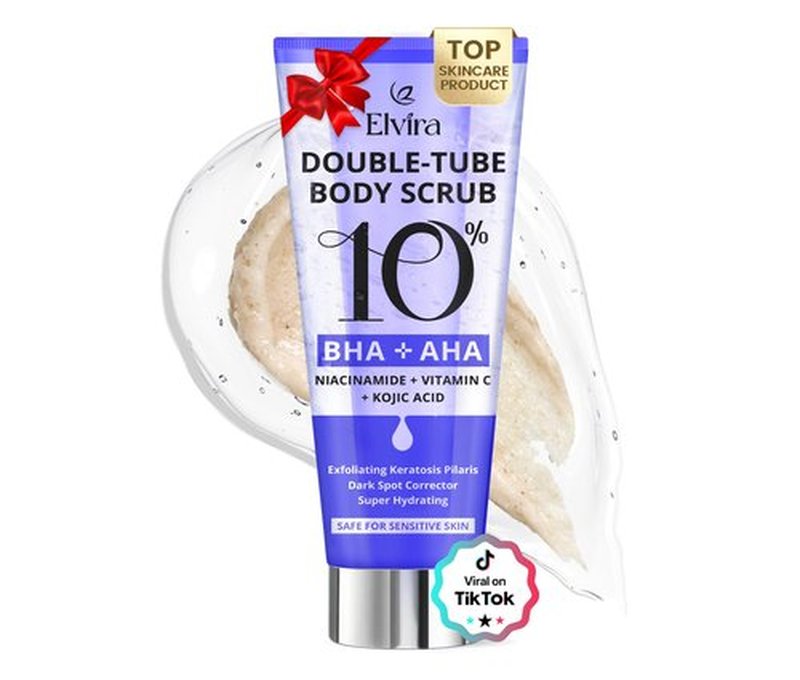 Elvira KP Bump Eraser Foot & Body Scrub, Exfoliating Scrub for Keratosis Pilaris, Smooth Skin with 10% AHA BHA & Niacinamide, Deep Moisturizing Cleanser for All Skin Types, Exfoliante para el Cuerpo