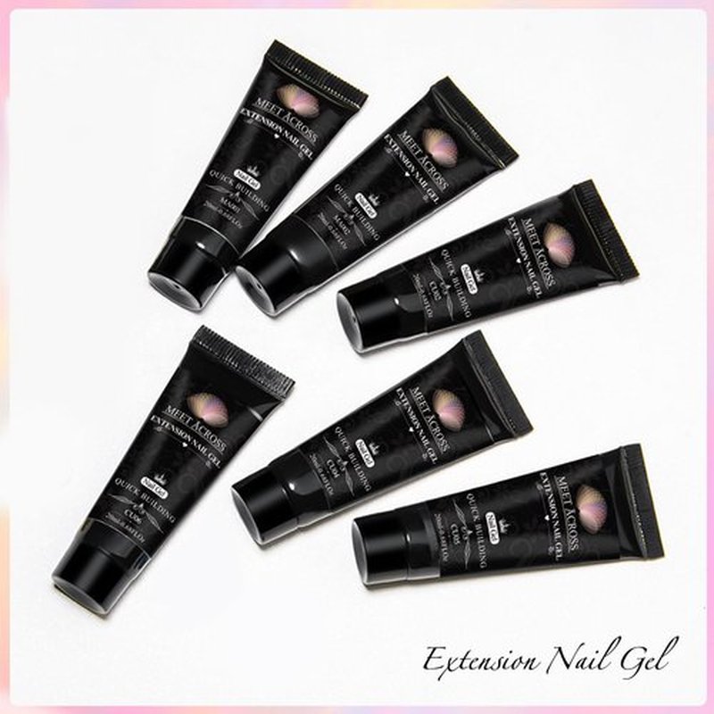 MEET ACROSS Poly Nail Gel Set - 6 Colors Glitter Extension Nails, Long Lasting, Shiny-looking, Strong Builder Enhancement for Salon Manicure DIY at Home 20ML Clear White Glitter Pink
