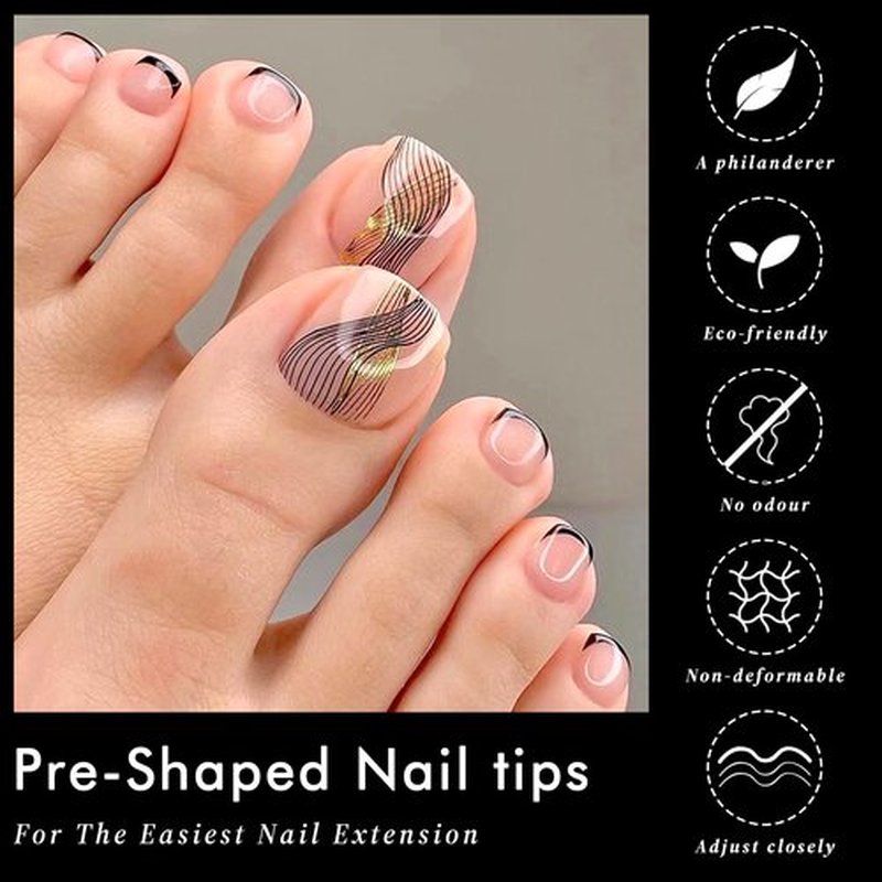 AddFavor Toe Nail Tips, 600pcs Soft Gel Toenail Tips Short Square Fake Toe Nails, Clear False Toe Tips 12 Sizes Acrylic Nail Tips for Toe Nails Extension