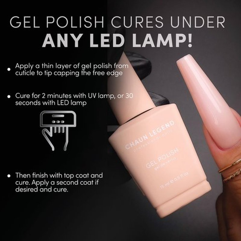 Chaun Legend UV Gel Nail Polish, 0.5 Ounce Long Lasting Salon Quality, Bubble Free Professional Manicures, Quick Dry, High Shine, Palest Pink LG5033 (light pink)