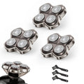 3 Pack Pro 4 Shaver Replacement Blades Compatible with Skulls Pitbulls Series Gold PRO, Silver PRO, Platinum PRO, Butterfly Kiss PRO Head Shavers, Floating 4 Heads Design, Shaver Replacement Head