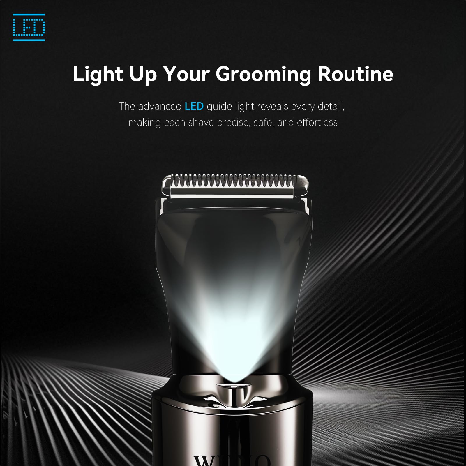 WUXO Electric Groin Hair Trimmer, LED Display Back Shaver for Men