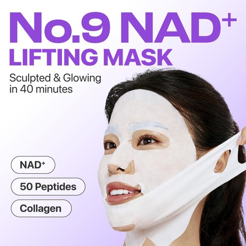 Numbuzin No.9+ NAD+ Bio Lifting Full Face Mask - Peptide & Collagen Firming Treatment | 4 Sheets + Lifting Band