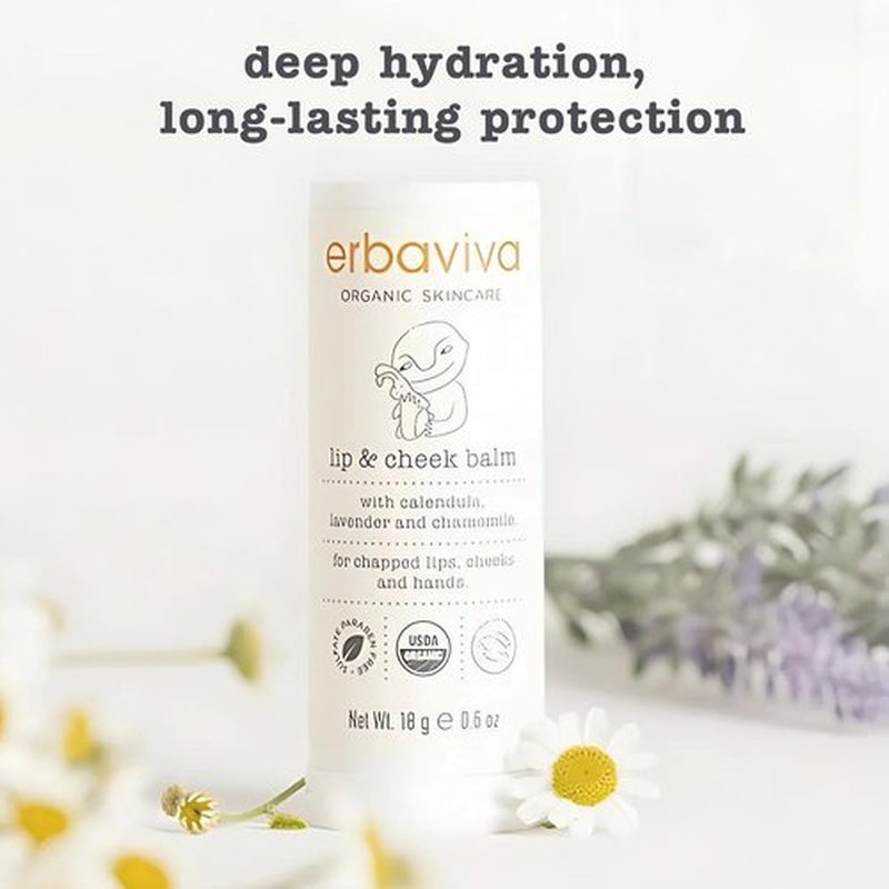 Erbaviva Organic Lip & Cheek Balm - Moisturizing Stick for Baby & Adults | USDA Organic, Shea Butter & Calendula