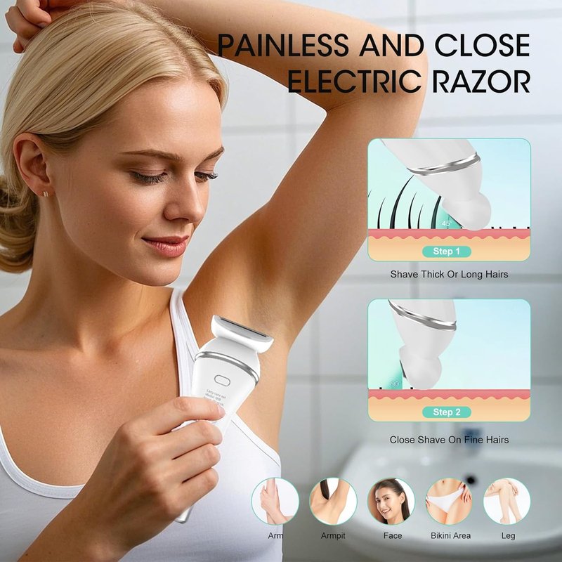 Zesuti Epilators | 2-in-1 Electric Hair Removal Razors for Women - Dual Head Bikini Trimmer & Facial Shaver