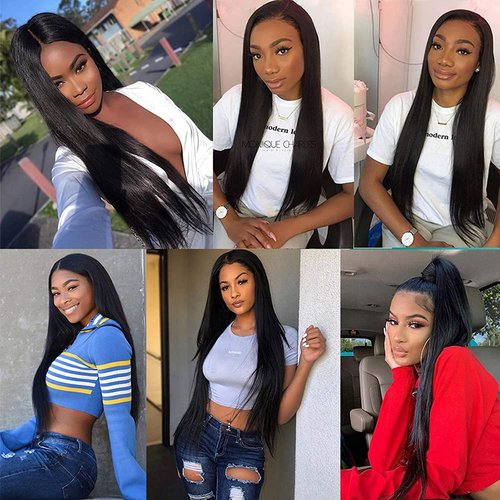 #1B Black Bundles Human Hair Straight Bundles 30 32 34 Inch Unprocessed Brazilian Virgin Remy Hair 3 Bundle Natural Black Straight Human Hair Extensions 50 Gram Per Bundle