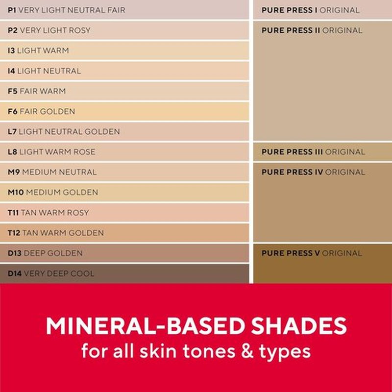 Mirabella Invincible Pure Press Foundation - HD-Finish Buildable Mineral Powder Compact, Medium M9