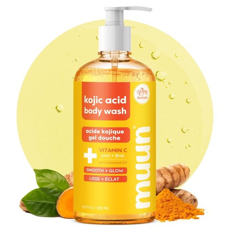 Muun Exfoliating Body Wash - AHA & BHA - Prevent Ingrown Hair Underarm Bikini, Moisturizing, Smoothe & Soften Body Wash - 16.9 Fl Oz/500ml