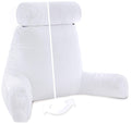 Husband Pillow XXL Reading & Bed Rest Pillows - Premium Memory Foam Backrest Pillow with Arms & Neck Roll - Aspen Edition White Dandelion - Reversible 2 Sided Cover with Plush Microfiber and Suede