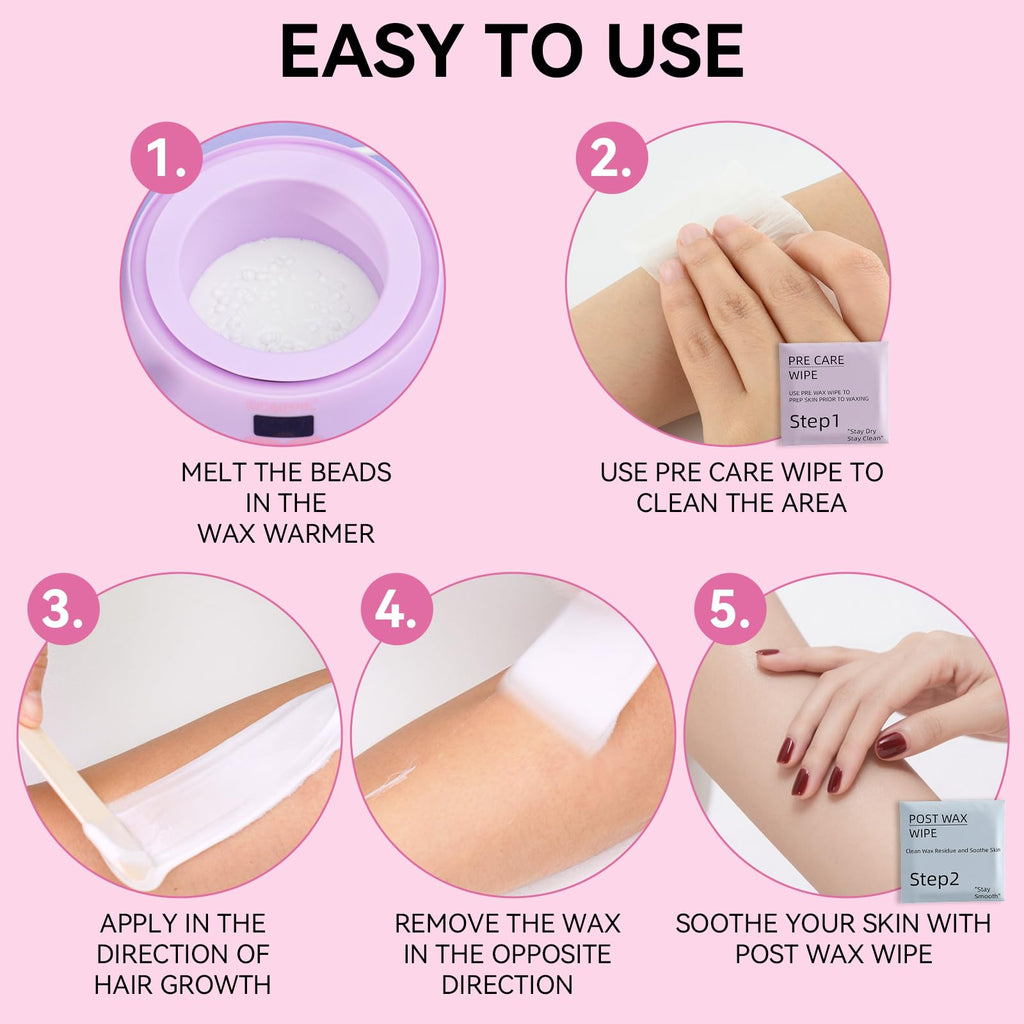 Rosepil Digital Wax Warmer - Waxing Kit for Women&Men 6 Packs Wax Beads