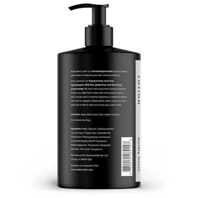 Boldly Basic Fragrance-Free Lotion | Moisturizer for Dry, Sensitive Skin - Non-Greasy & Hypoallergenic (16 oz)
