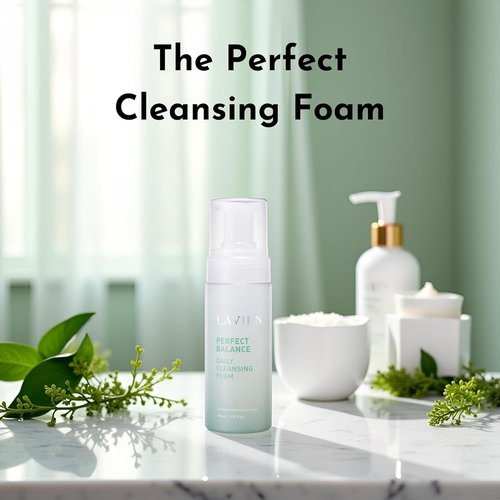 LAVIEN Perfect Balance Daily Cleansing Foam - Gentle Face Wash & Makeup Remover for All Skin Types | 5.97 Fl Oz (150ml)