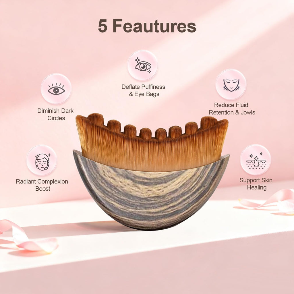 Lymphatic Contour Face Brush with Storage Case - 2-in-1 Lymphatic Drainage Massager for Face & Body, Gentle Bristles Gua Sha Alternative for Anti Puffiness, Jawline Lifting & Serum Absorption(2 PCS)
